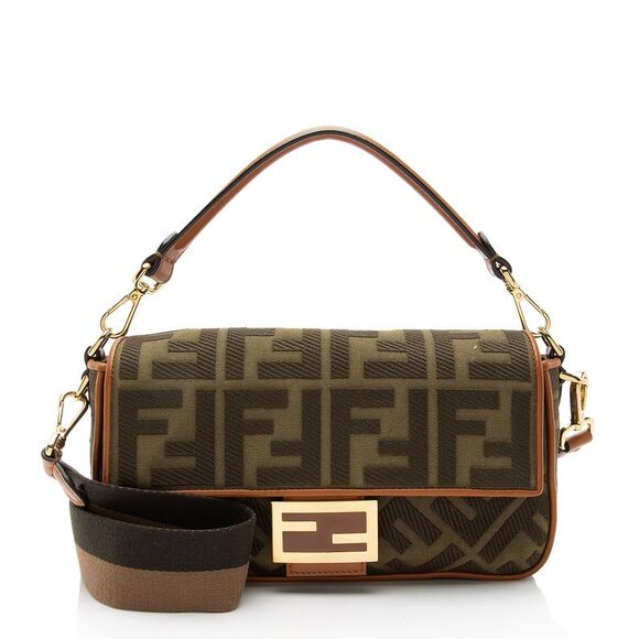 Fendi Handbags - Fendi Zucca Calfskin Baguette Shoulder Bag